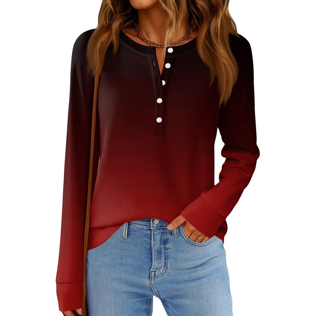 Damenmode Locker Langarm Rundhals Casual Oberteil