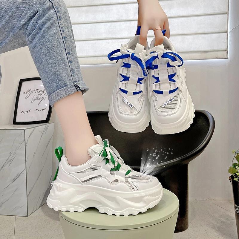 Pantofi de damă la modă 2024 vânzare fierbinte pantofi vulcanizați de damă cu șireturi asortare de culori la modă adidași cu platformă din plasă de înaltă calitate zapatos