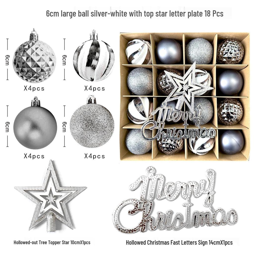 6cm Electroplated Shiny Irregular Christmas Tree Ball Set