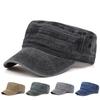 Klassische Vintage Flat Top Herren gewaschene Kappen und Hut Verstellbar Fitted Dickere Kappe Winter Warm Militärhüte für Herren