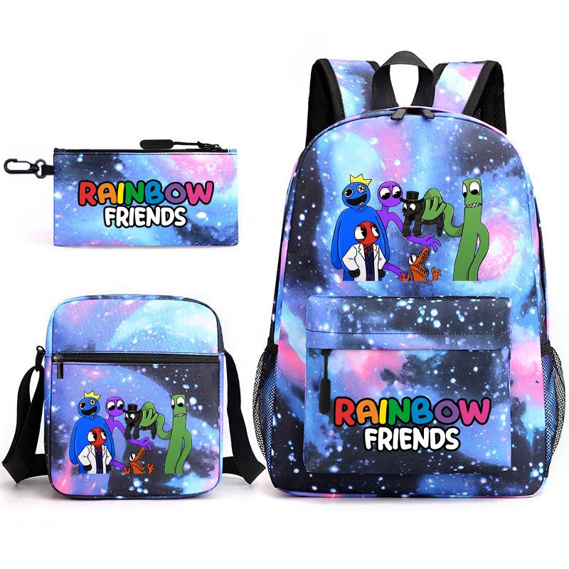 Rainbow Friends Surrounding Backpack Elementary School Student Starry Sky School Bag Three-piece Set