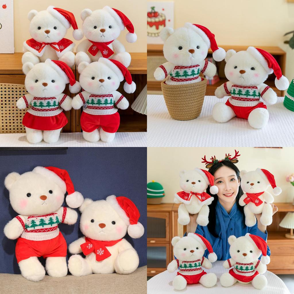 Entzückendes bewegliches Weihnachts-Bären-Stofftier für Kinder, perfekt zum Kuscheln und Dekorieren