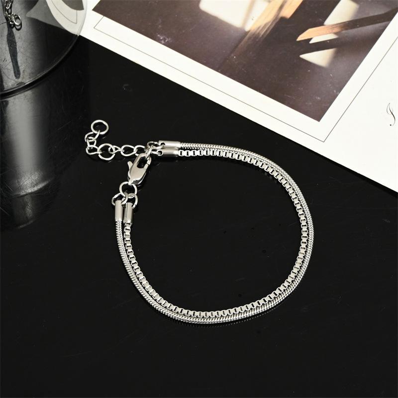 Fashion Internet Celebrity INS Titanium Steel Tide Bracelet Stainless Steel Box Chain Unisex Jewelry