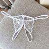 Women Panties Lace Open Crotch See through Bow knot Decor Solid Color Thongs G string Lady Low Waist Thin Intimate Women Underwear
