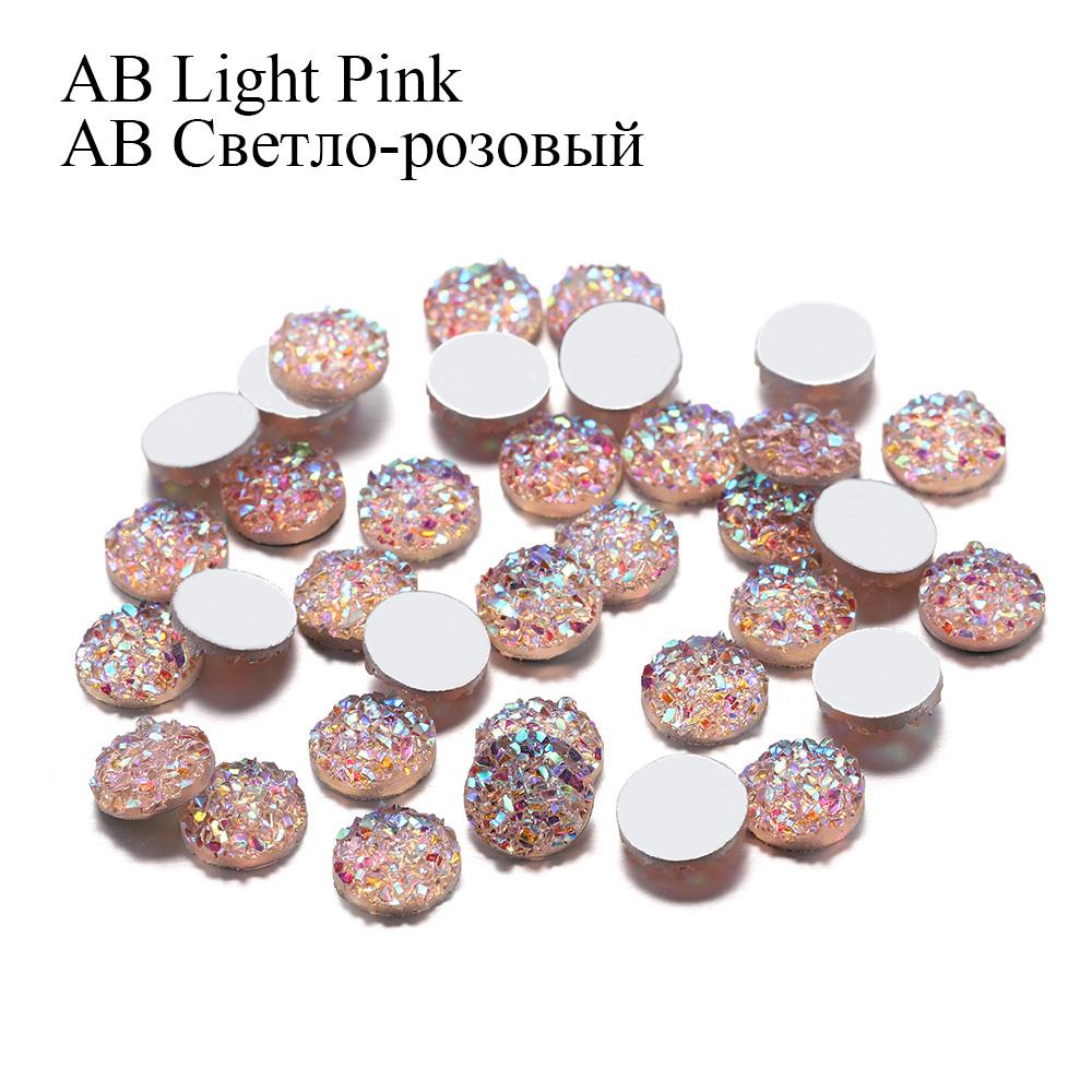 50Pcs/Lot 8mm Mix Colors Natural Ore Style Cabochons Convex Flat Back Resin Half Round Cabochons For DIY Jewelry Making Supplies