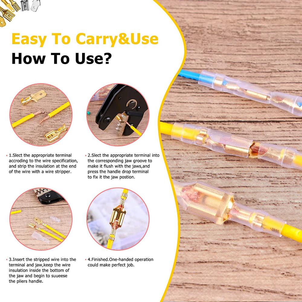 Unealtă Crimp cu Clichet Kit Fălci Interșanjabile Kit Serviciu Auto Clește Crimp pentru Non-izolat/Tip Butoi Deschis/Conector