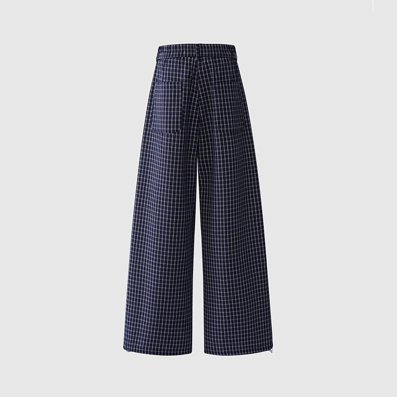 Karierte High-Waist Hose mit weitem Bein - Damen Frühjahr/Sommer Kollektion 2026