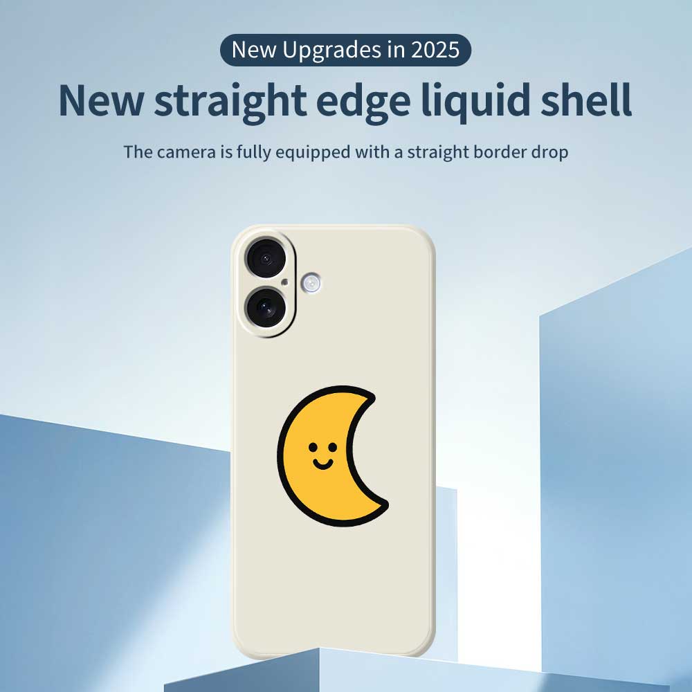 For iPhone 17 Case Yellow Moon Pattern Printing Straight Edge TPU Phone Back Cover