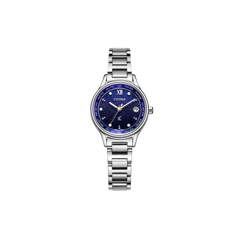 

CITIZEN multi-station radio wave Shubo titanium case strap fashionable business waterproof ladies watch light energy Quartz titanium metal EC1160-62L синій