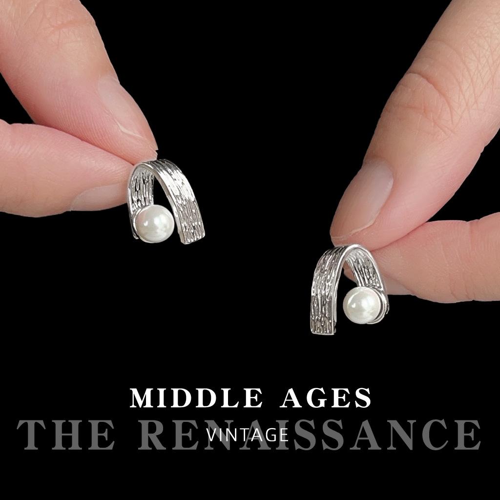 Геометрические серьги-пусеты с жемчугом, темпераментные серьги, нишевые дизайнерские серьги