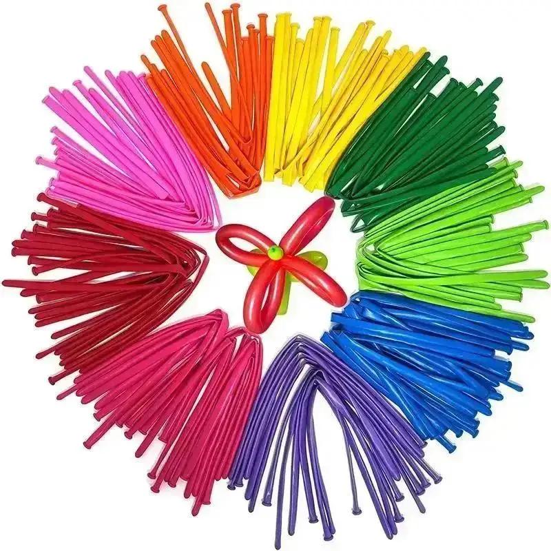 100Pcs Candy Colored Long Balloons For Scene Decoration Handmade Balloon Bouquets Holiday Party Supplies Long Balloon Accessory