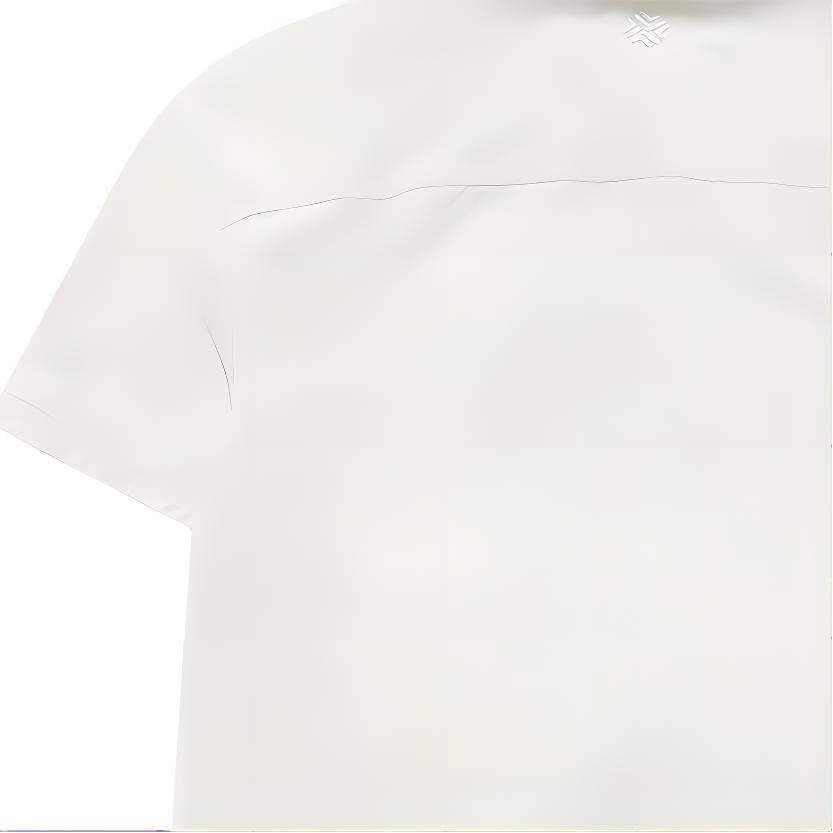 FILA SS24 Solid Color Logo Outdoor Loose Woven Short Sleeve Shirt Unisex shirts Smoky-White T11U423401F-IV