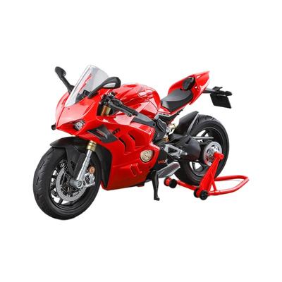1/9 Ducati V4S Alloy Motorcycle Model Toys, Simulated Lighting, Front Wheel Handlebar Steering Linkage, Tires with Shock Absorption