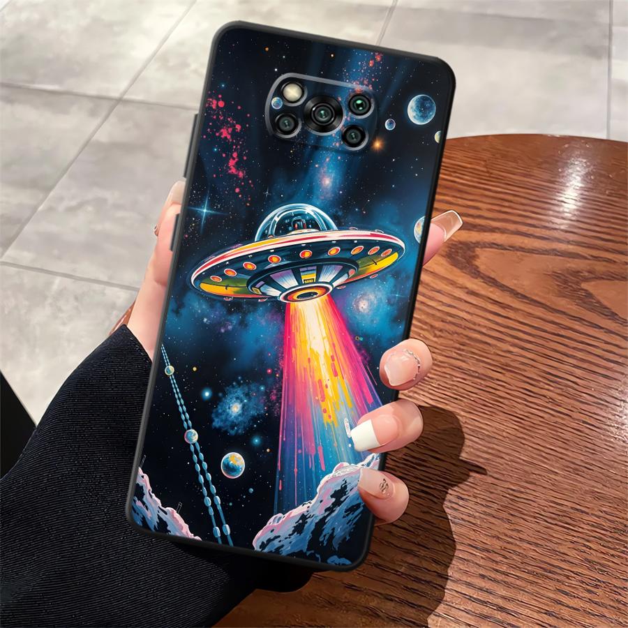 Cartoon Retro Spaceship Case for Xiaomi Poco F8 X3 X4 X5 X7 Pro C50 F1 C61 M3 M4 M7 Pro C75 F3 C71 M5 Funda Phone Cover