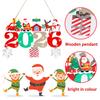 2026 Christmas Cartoon Wooden Pendant Xmas Tree Hanging Ornament Santa Claus Snowman Snowflake New Year Gift Navidad Decoration