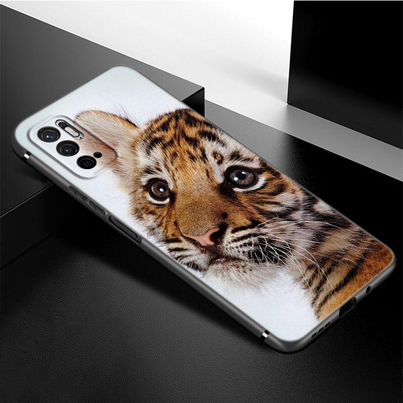Cute Little Tiger Phone Case For Xiaomi Redmi Note 11 10 9 8 Pro 11T 5G 10T 10S 9S 9T 9i 9C 9A 8T Soft TPU Black Cover Funda
