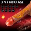 Dildos réalistes vibrants chauffants de 8,6 pouces – Masseurs de point G vaginaux et anaux en silicone double avec ventouse, Jouets sexuels mains libres pour femmes et couples