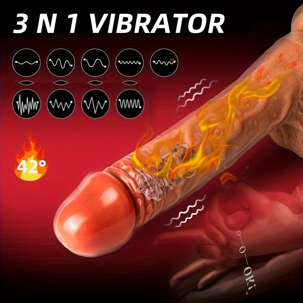 8.6-Inch Heated Vibrating Realistic Dildos – Dual Silicone Vaginal & Anal G-Spot Massagers with Suction Cup, Hands-Free Sex Toys for Women & Couples
