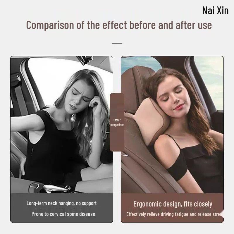 Premium Memory Foam Car Headrest & Lumbar Support Pillow Set