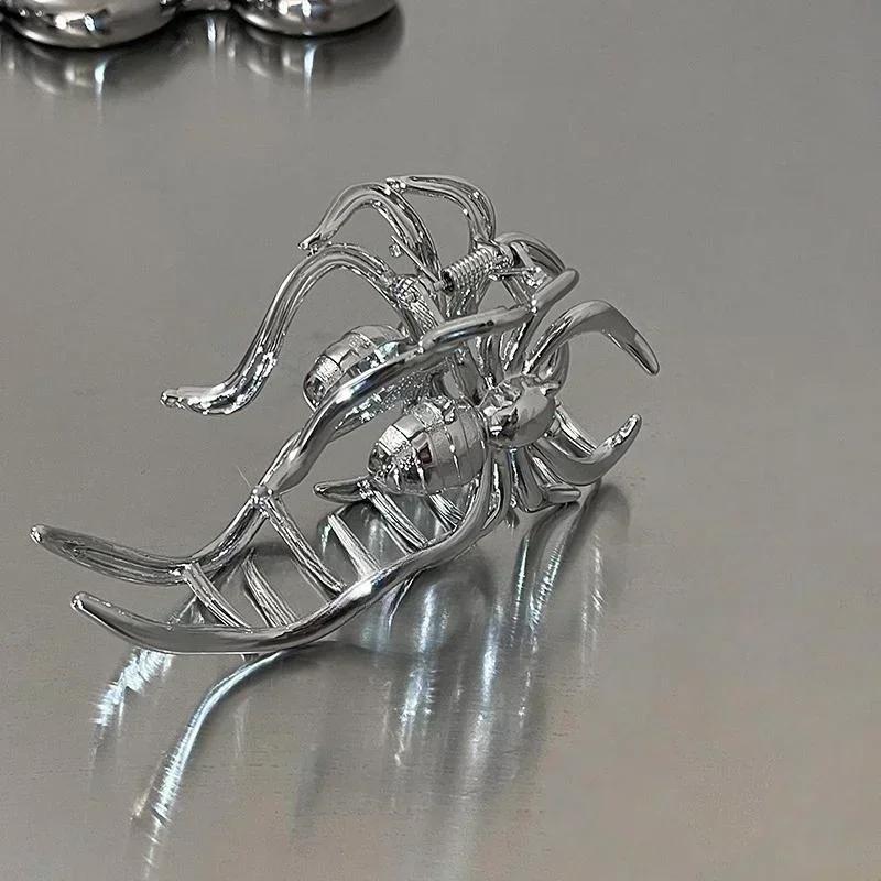 Mode Damen Silber Metall Spinne Große Klammer Weiblich Trendig Cool Persönlichkeit Haiklammer Rücken Löffel Pfanne Haarspange Haarklammer