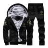 Men Winter Outfits Fleece Coat+Sweatpants Warm Hooded Jacket Fashion Sport Tracksuit