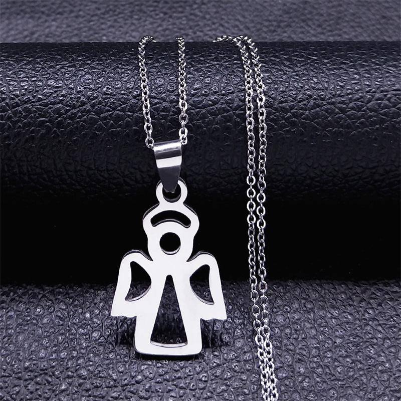 Magisk Talisman Rostfritt Stål Halsband Lyckans Hjul (Agla-INRI) Skydd av ängel Silverfärg Halsband Smycken N2832S02