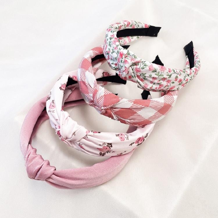 Lightweight Knot Headbands Pink Print Cloth Hair Band For Women Kids Easy To Carry Daily Use