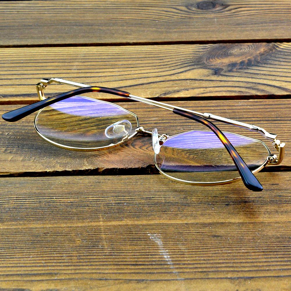 Full-Rim Gold Titanium Geometric Optical Glasses Frame – Lightweight Metal Eyewear for Men and Women