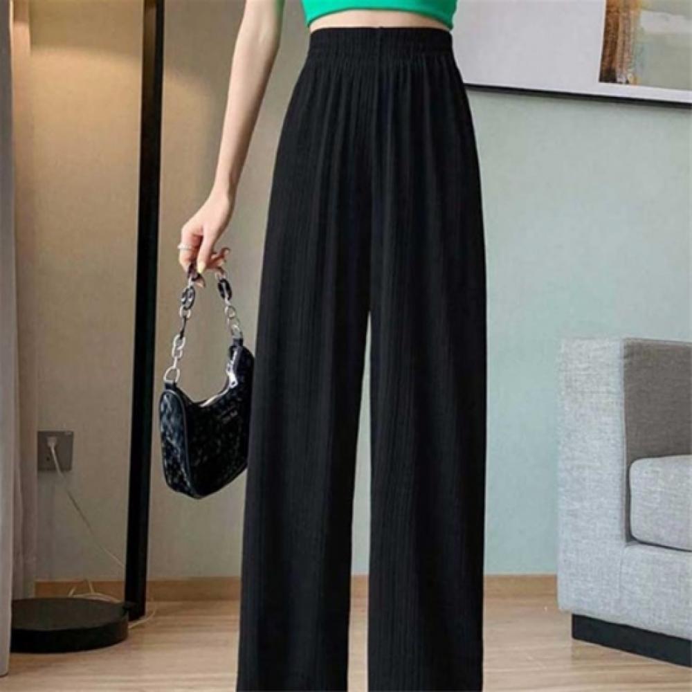 New Arrivals Open Run Women Pleated Wide Pants Banding Chalan Fit