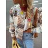 Retro Druck Bunte Baumwolle Jacken Frauen Oansatz Langarm Einreiher Mantel Herbst Winter Dame Casual Streetwear