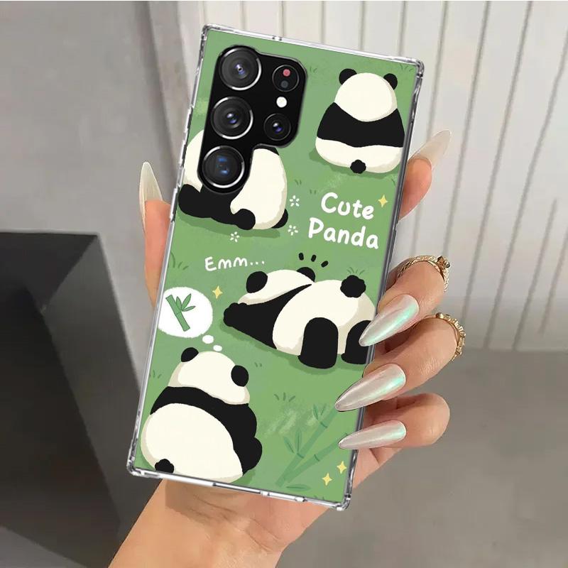 Cartoon Cute Panda Bear Phone Case for Samsung Galaxy S26 S24 S23 Ultra S25 Edge S22 S21 Plus S20 FE + Soft Print Shell Funda Ga