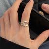 925 Silber Verdrehte Croissant Ringe für Damen Herren Minimalistisch Klobig Geometrische Textur Vintage Schmuck Geschenk