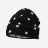 Autumn and winter star jacquard knitted cold hat women's plush warm wool hat big head circumference American retro crimped stacking hat