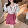 Women's 2025 Summer Casual Korean-Style Pleated Wide Leg Ruffle Hem Shorts