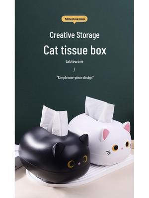 Multifunctional Kitten Tissue and Toothpick Holder: Cute, Minimalist Storage for Living Room Coffee Table