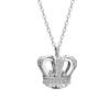 S925 Sterling Silver Noble Crystal Diamond Crown Pendant Necklace Holiday Gift Fine Wedding Party Jewelry