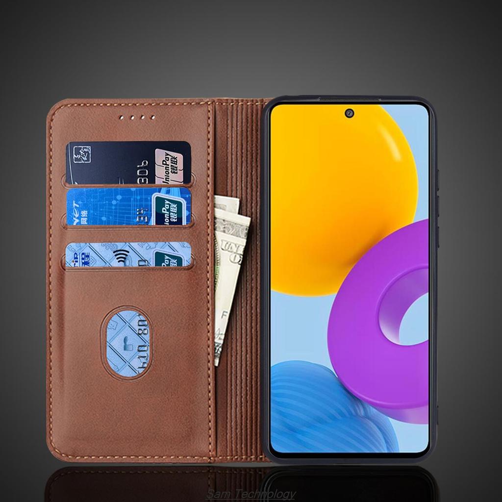 Magnetic Attraction Leather Case for Samsung Galaxy M52 Holster Flip Cover Case Wallet Phone Bags Fundas Coque