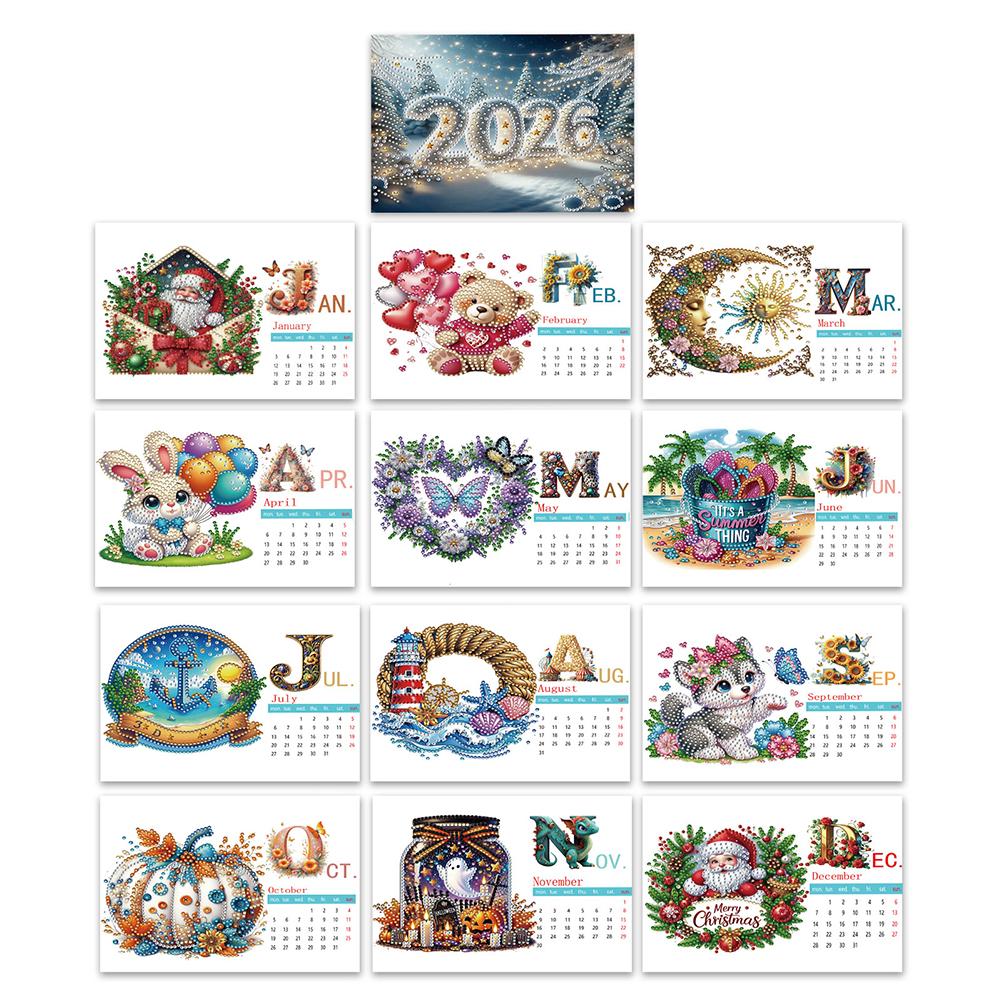 5D/DIY Calendar Diamond Painting Calendar Kit Diamond Decorations Calendar Crystal Painting Desk Calendars Kit Gift for Friends