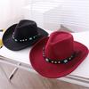 Jazzkeps bred brättad Cowboy Style Nit Roll Up Enfärgad Fedora Hat Dress Up Accessoar