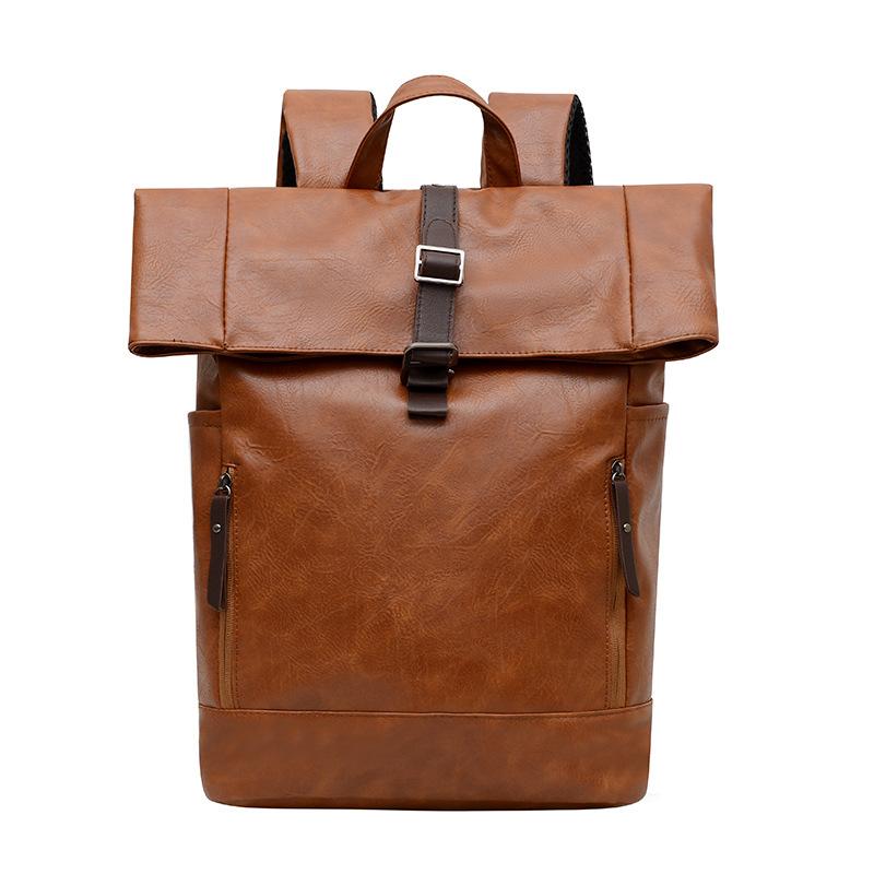TS JYL laptop bag,Large Waterproof Leather Backpack Men Business Laptop Casual Travel Bag