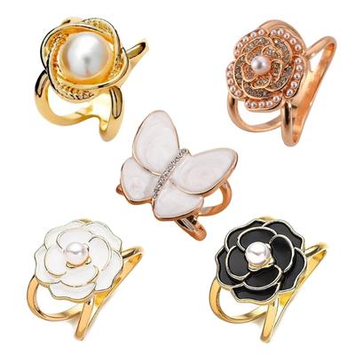 Pack of 5 Fashionable Scarf Clips Vintage Scarf Buckle Set Alloy Material Scarf Fastener Suitable for Clothing Scarf