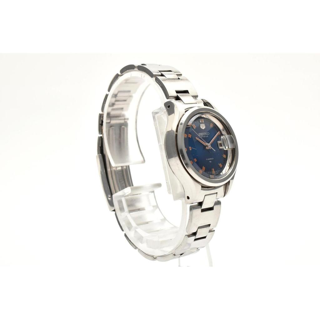 Used Good Condition SEIKO 2118-0200 Manual Winding Date Blue Dial Stainless Steel Vintage 1970's Ladies Watch Working Item