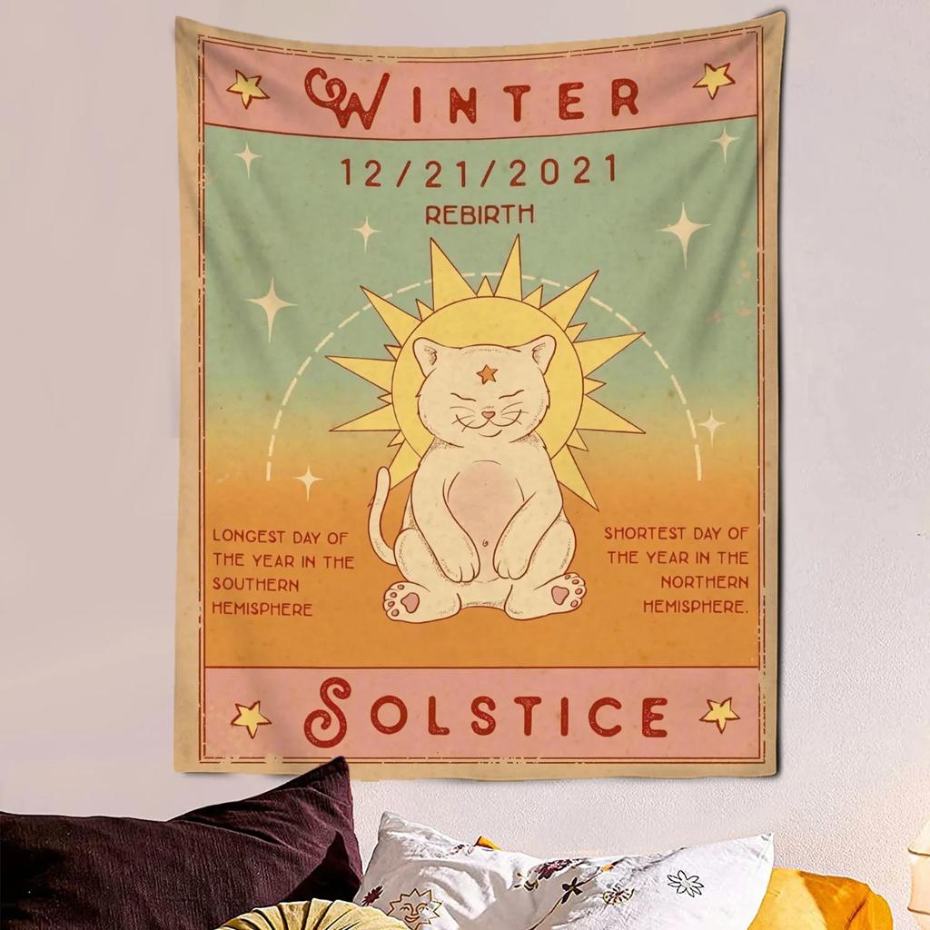 VIKAMA Adorable Cat Tarot Tapestry Cute Cartoon Wall Art Perfect for Bedrooms Dorm Rooms and Living Rooms