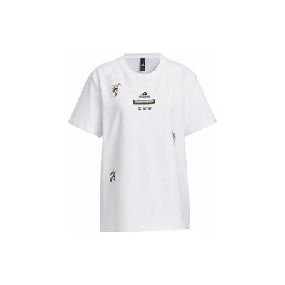 Cartoon Robot Print Crew Neck Short Sleeve T-Shirt Women Tops White IU4753