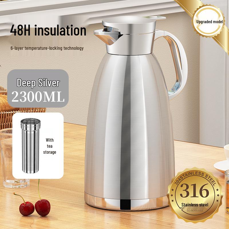 Stainless Steel Insulated Water Kettle - Large Capacity 316 Thermos Pot for Stewing Tea and Keeping Water Warm