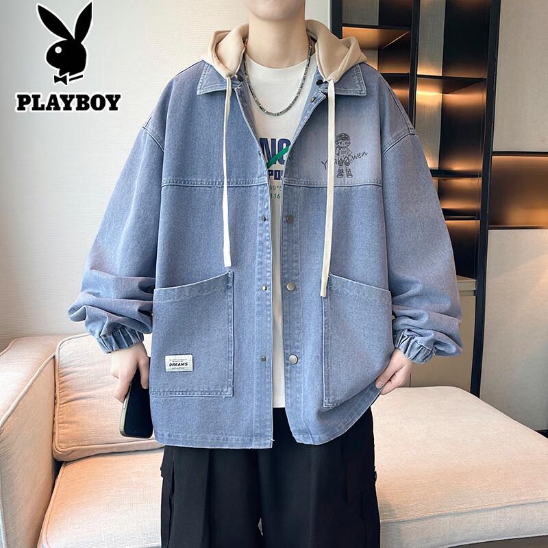 Playboy Men s Casual Loose Fit Denim Jacket L