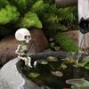 Fishing Skeleton Statue 4.5 Inch Lifelike Resin Small Cute Skeleton Decor for Garden Yard Landscape