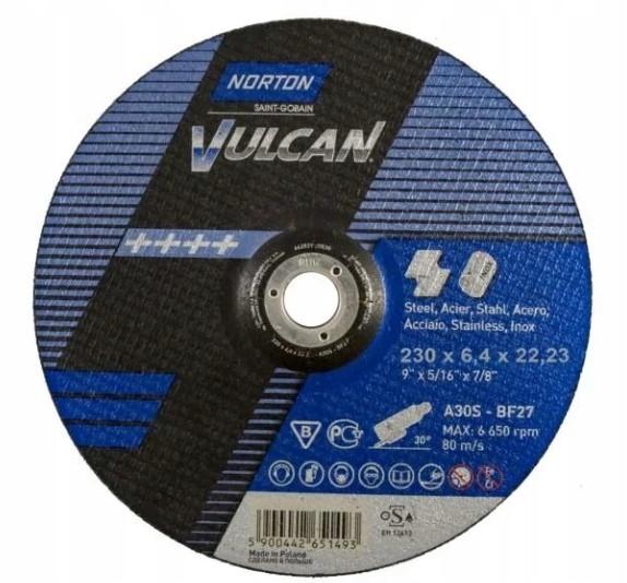 Tarcza do szlifowania metal stal inox norton vulcan 230x6,4