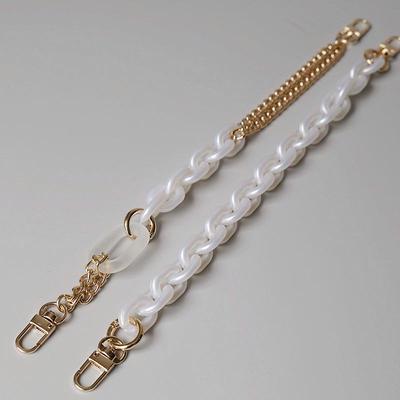 New Fashion Woman Handbag Accessory Chain Detachable Replacement Luxury Bead White Strap Women DIY Clutch Resin Handle Chains