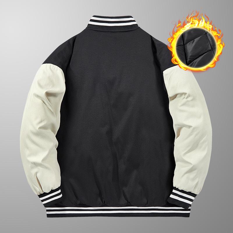 Herren Frühjahrs-/Herbst-Baseballjacke mit Frottee-Stickerei - Amerikanischer High-Street-Stil, Große Größen, Trendy.